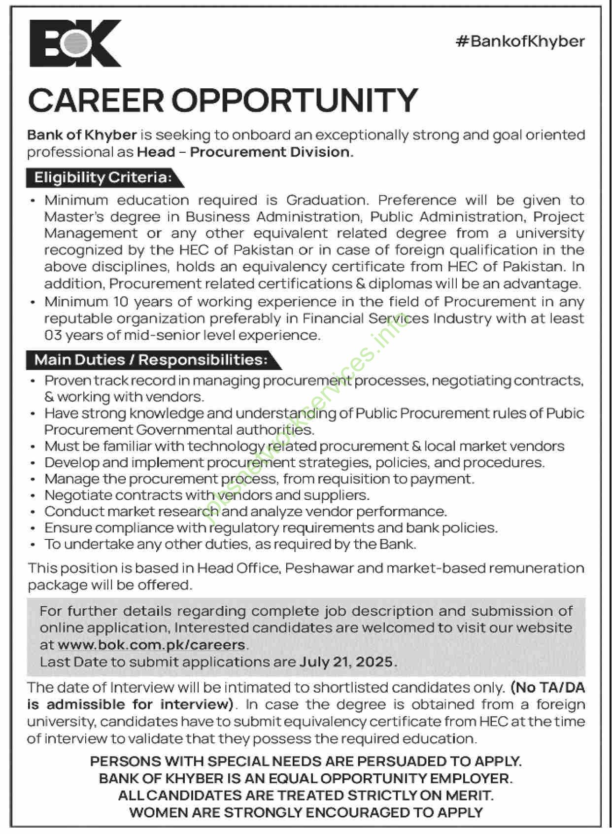 Bank of Khyber BOK New Jobs 2025