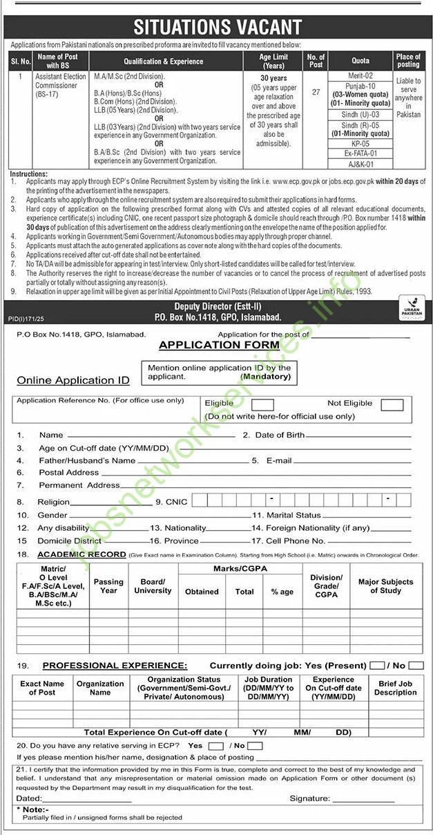 Election Commission of Pakistan ECP Jobs 2025
