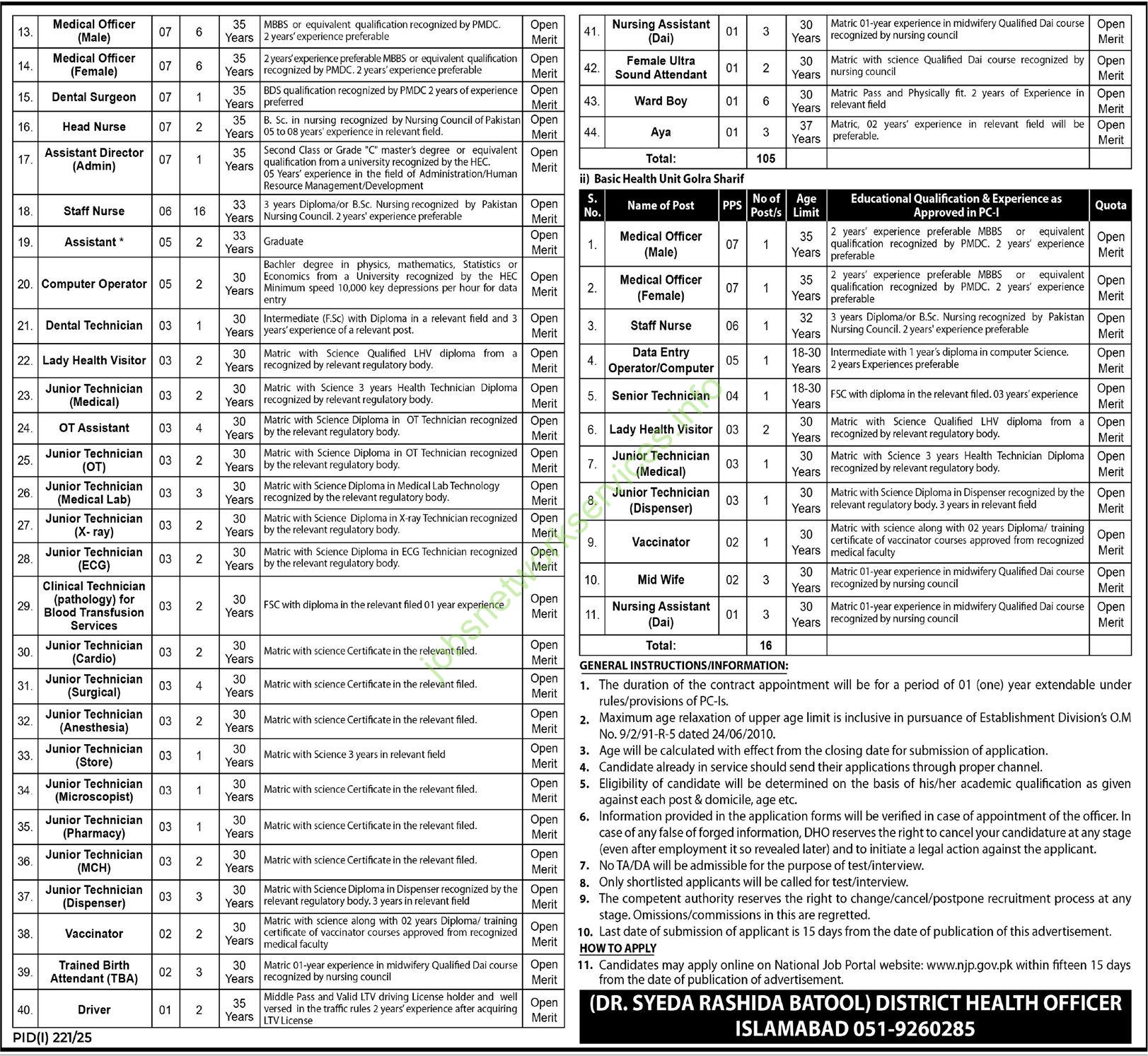 Ministry of National Health Services Islamabad Jobs 2025 Latest