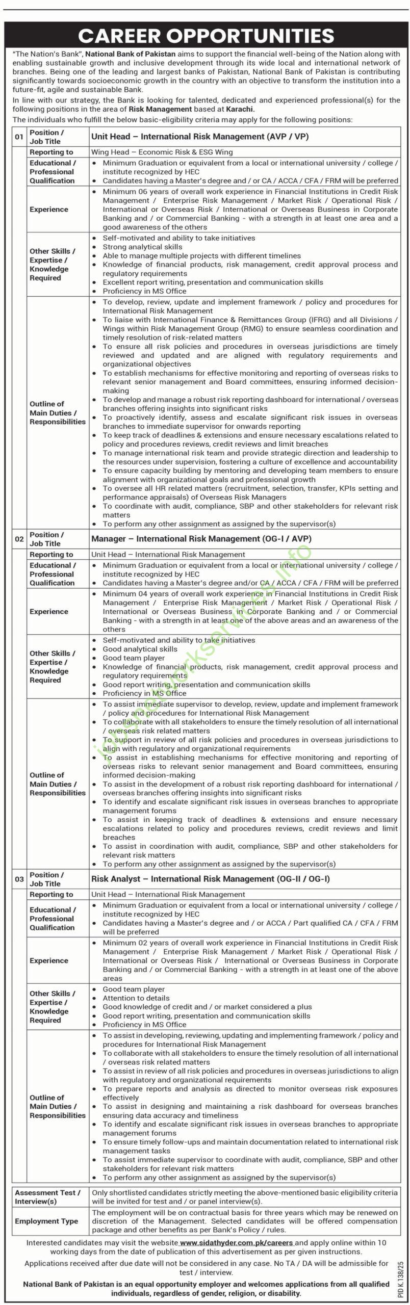 National Bank of Pakistan Jobs 2025 Apply Online