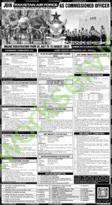 Join Pakistan Air force As Commissioned Officer PAF Jobs 2025 for Commissioned Officer | www.joinpaf.gov.pk