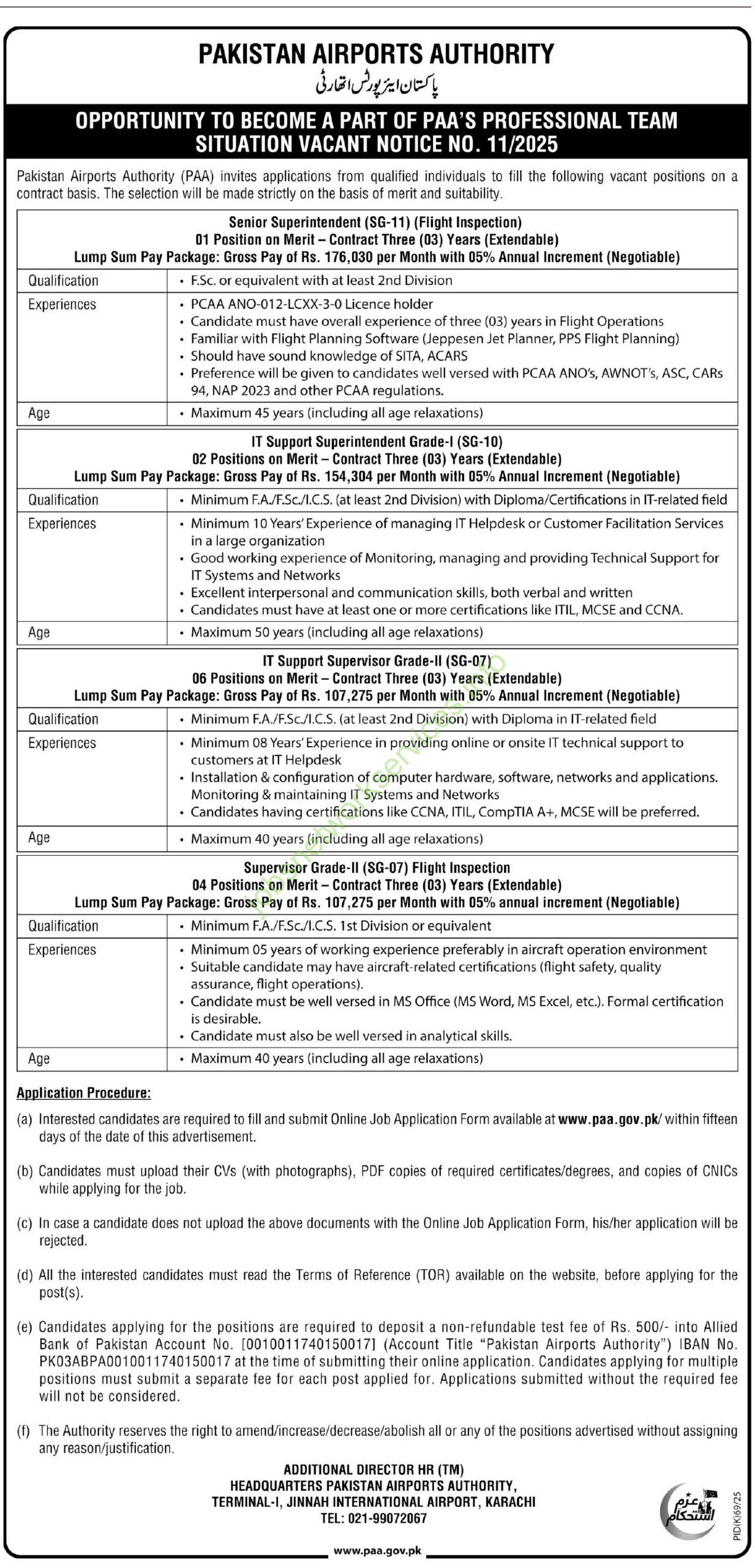 Pakistan Airports Authority PAA Jobs 2025