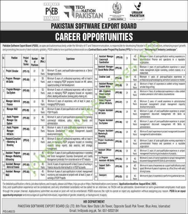Pakistan Software Export Board Jobs 2025 Latest PSEB Jobs