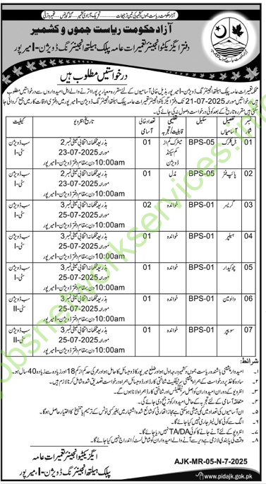 Public Health Engineering Department AJK Jobs 2025