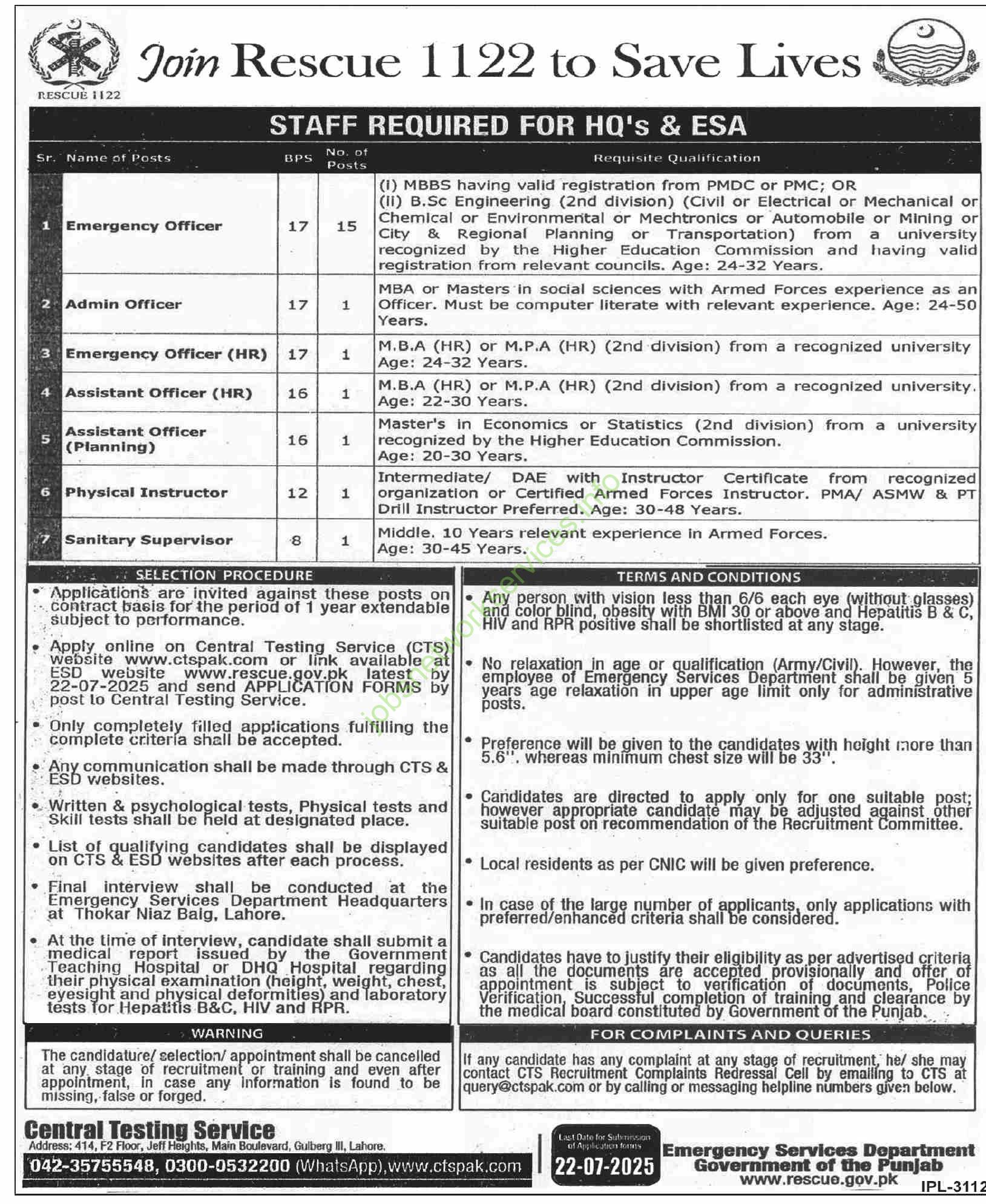 Punjab Rescue Jobs 2025 Latest Join Rescue 1122 Jobs