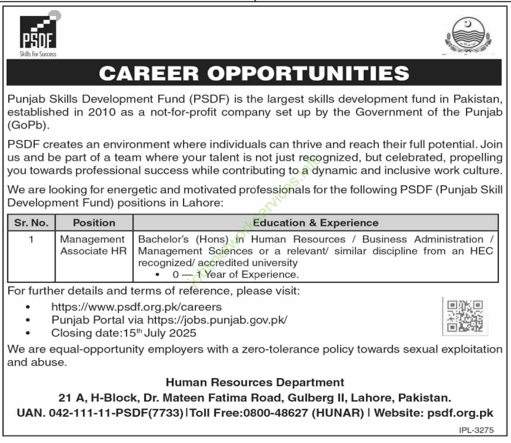 Punjab Skills Development Fund PSDF Jobs 2025
