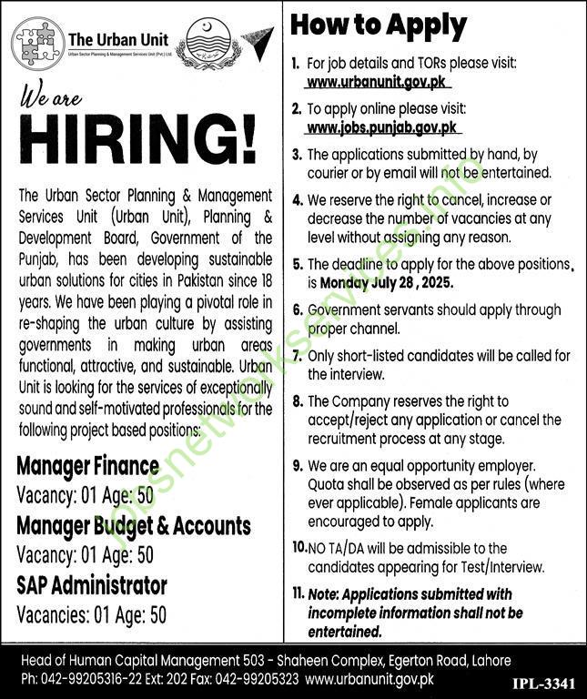 The Urban Unit Lahore Jobs 2025