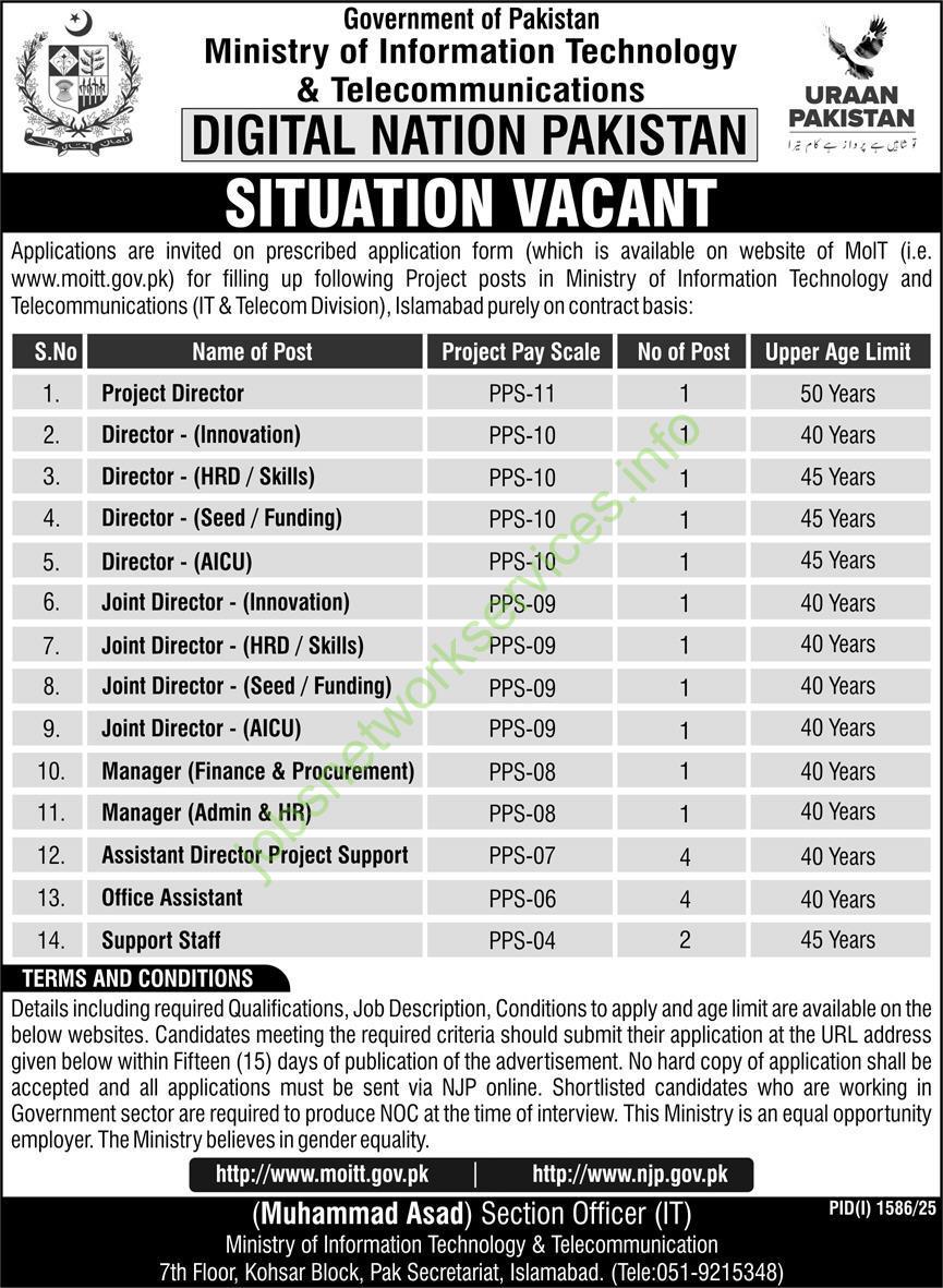 Ministry Of Information Technology & Telecommunications Digital Nation Pakistan Situation Vacant