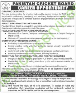 Pakistan Cricket Board Career Opportunity