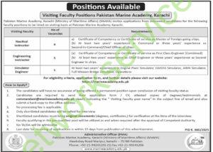 Pakistan Marine Academy, Karachi (Ministry of Maritime Affairs) (MoMA) New Jobs 2025
