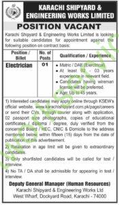 Karachi Shipyard & Engineering Works Limited KSEW New Jobs 2025
