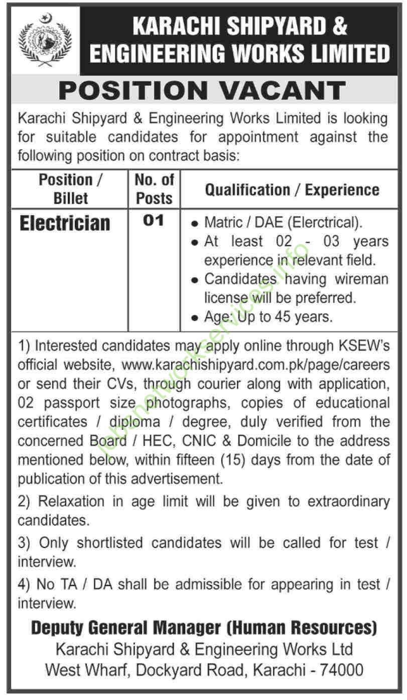 Karachi Shipyard & Engineering Works Limited KSEW New Jobs 2025