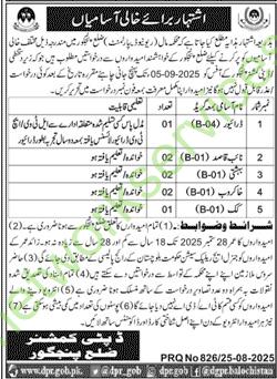 Deputy Commissioner Panjgor New Jobs 2025 for Revenue Department