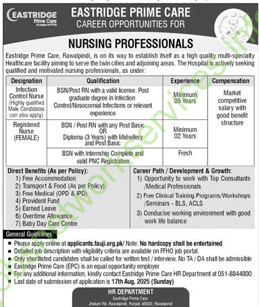 Eastridge Prime Care, Rawalpindi Career Opportunities