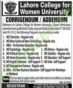 Lahore College for Women University LCWU Jobs 2025