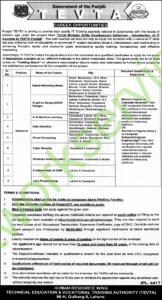 Punjab TEVTA New Jobs 2025 Online Apply Now