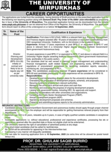 University of Mirpurkhas UMPK Jobs 2025