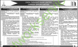 ZARAI TARAQIATI BANK LIMITED CAREER OPPORTUNITIES 2025