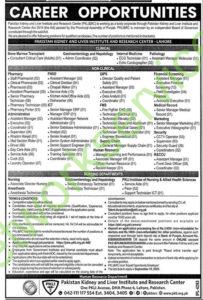 Pakistan Kidney and Liver Institute and Research Center (PKLI&RC) Jobs 2025 New Jobs