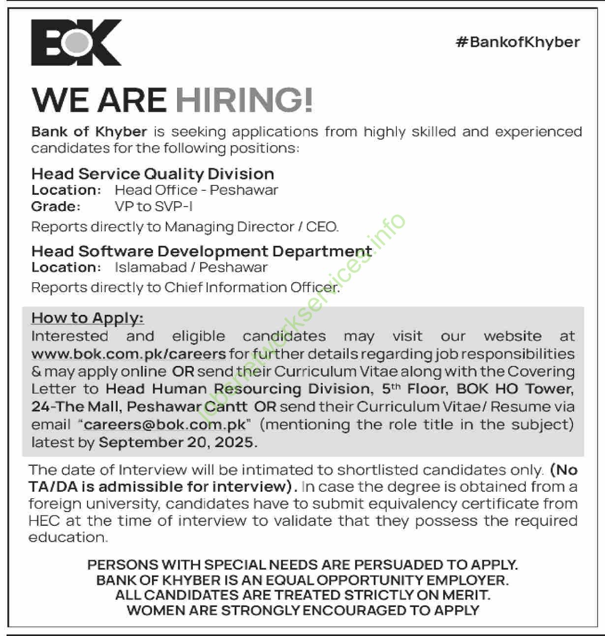 Bank of Khyber Jobs 2025 Apply Online BOK Jobs