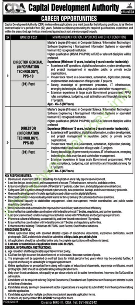 Capital Development Authority CDA Jobs 2025