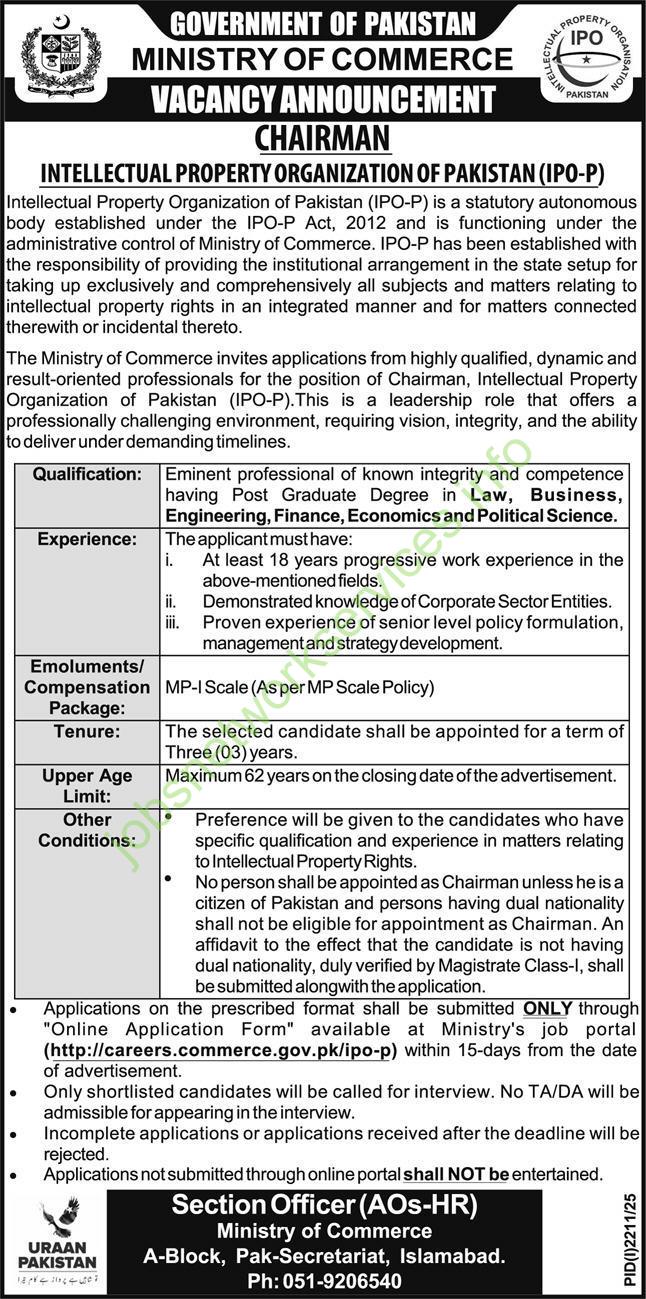 Government of Pakistan Ministry of Commerce Islamabad Jobs 2025
