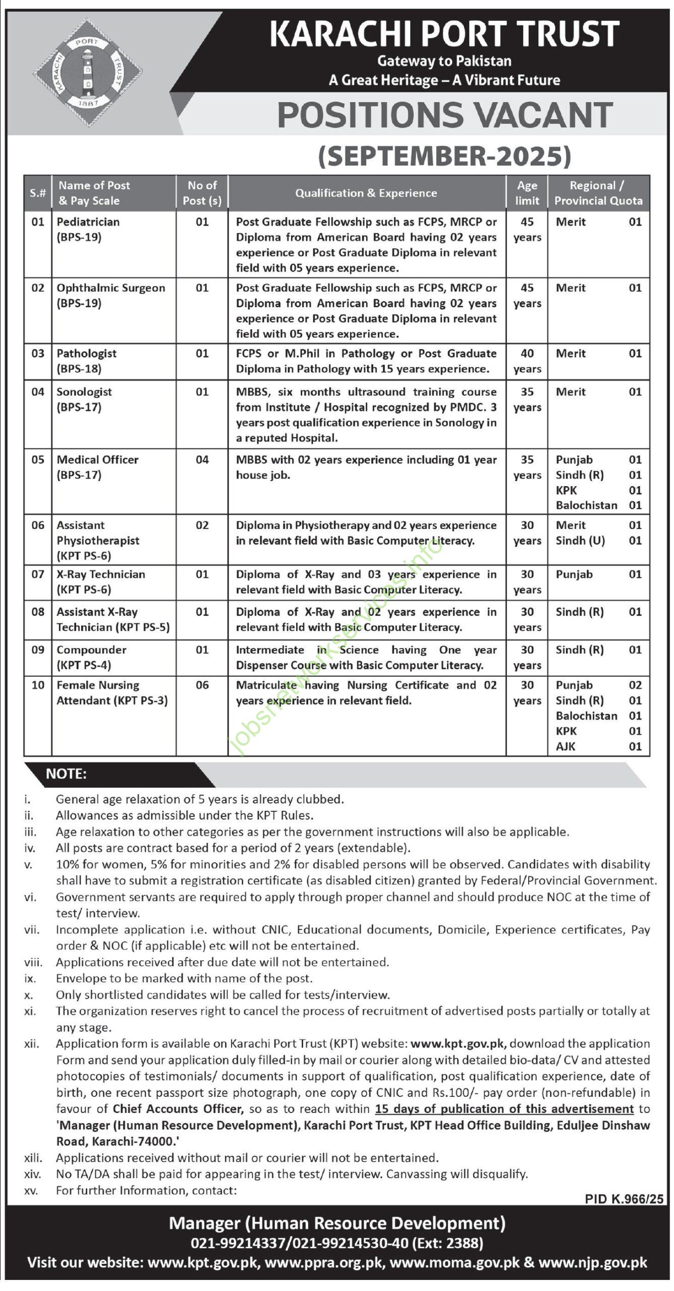 Karachi Port Trust KPT Jobs 2025