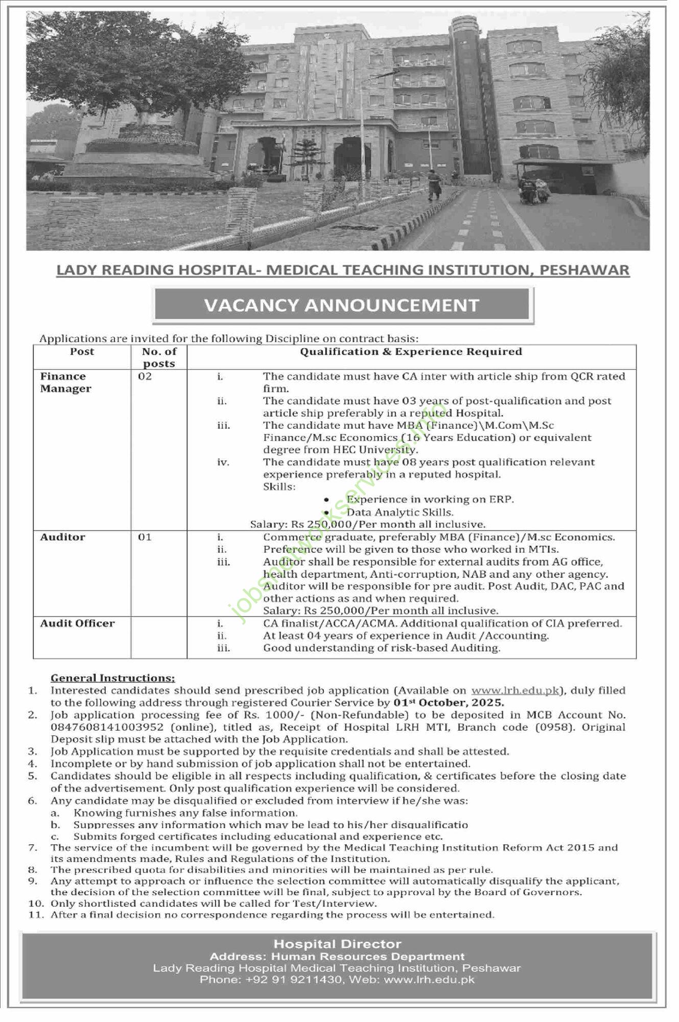 Lady Reading Hospital LRH Jobs 2025