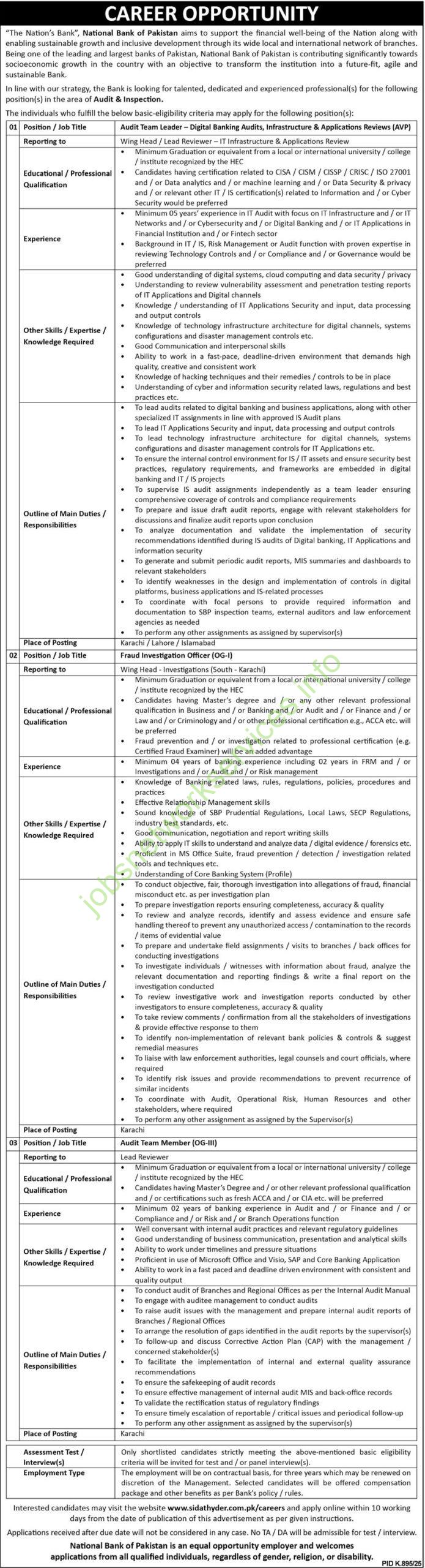 National Bank of Pakistan NBP New Jobs 2025