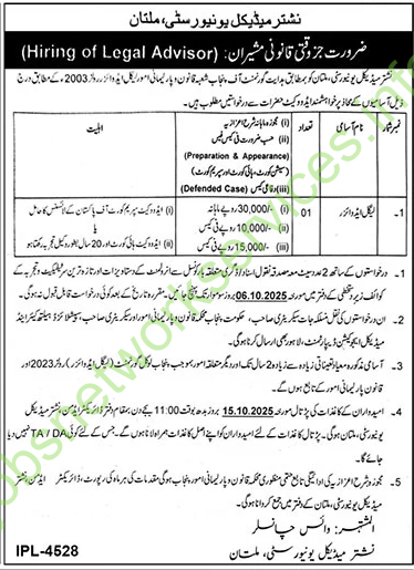 Nishtar Medical University Multan Jobs 2025