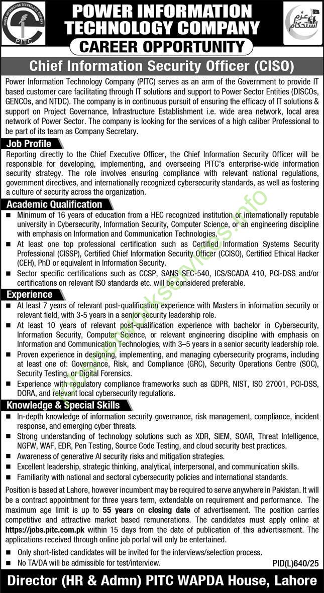 Power Information Technology Company PITC Jobs 2025
