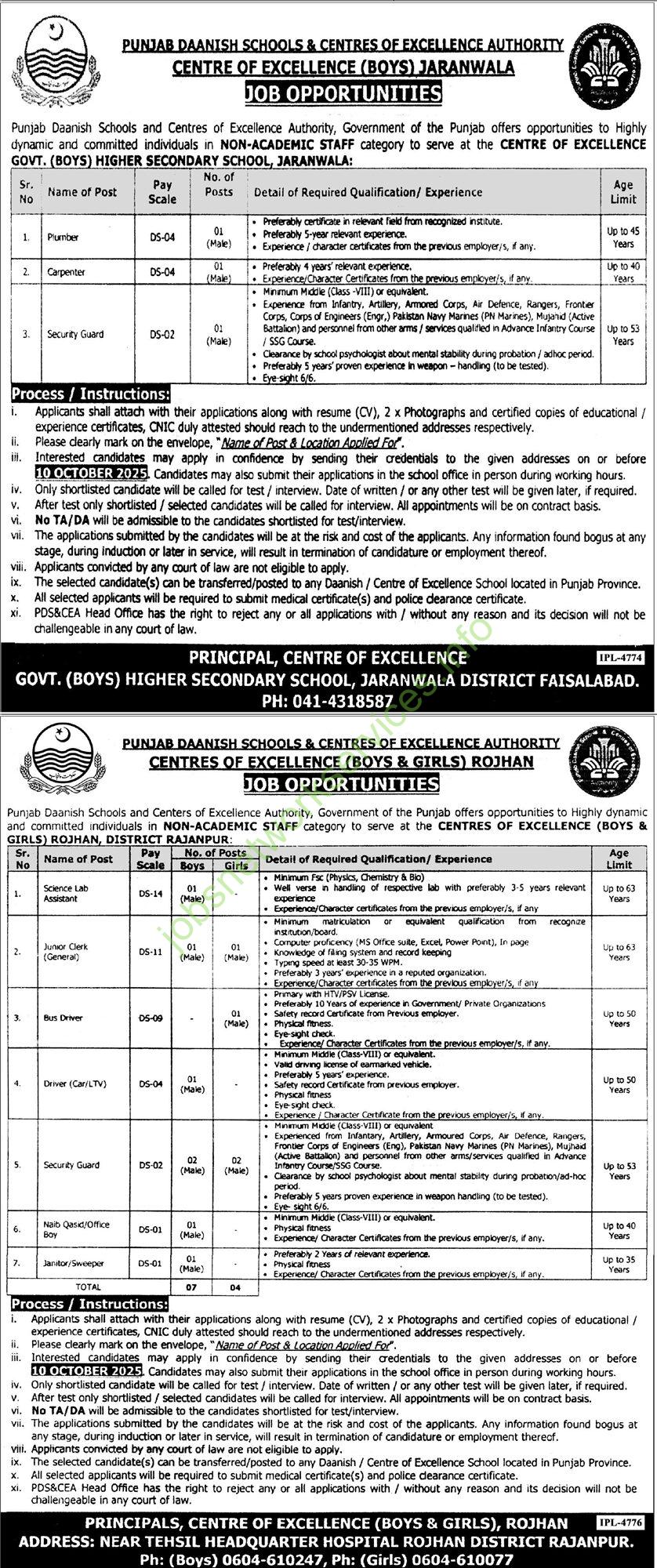 Punjab Daanish Schools Jaranwala & Rojhan Jobs 2025