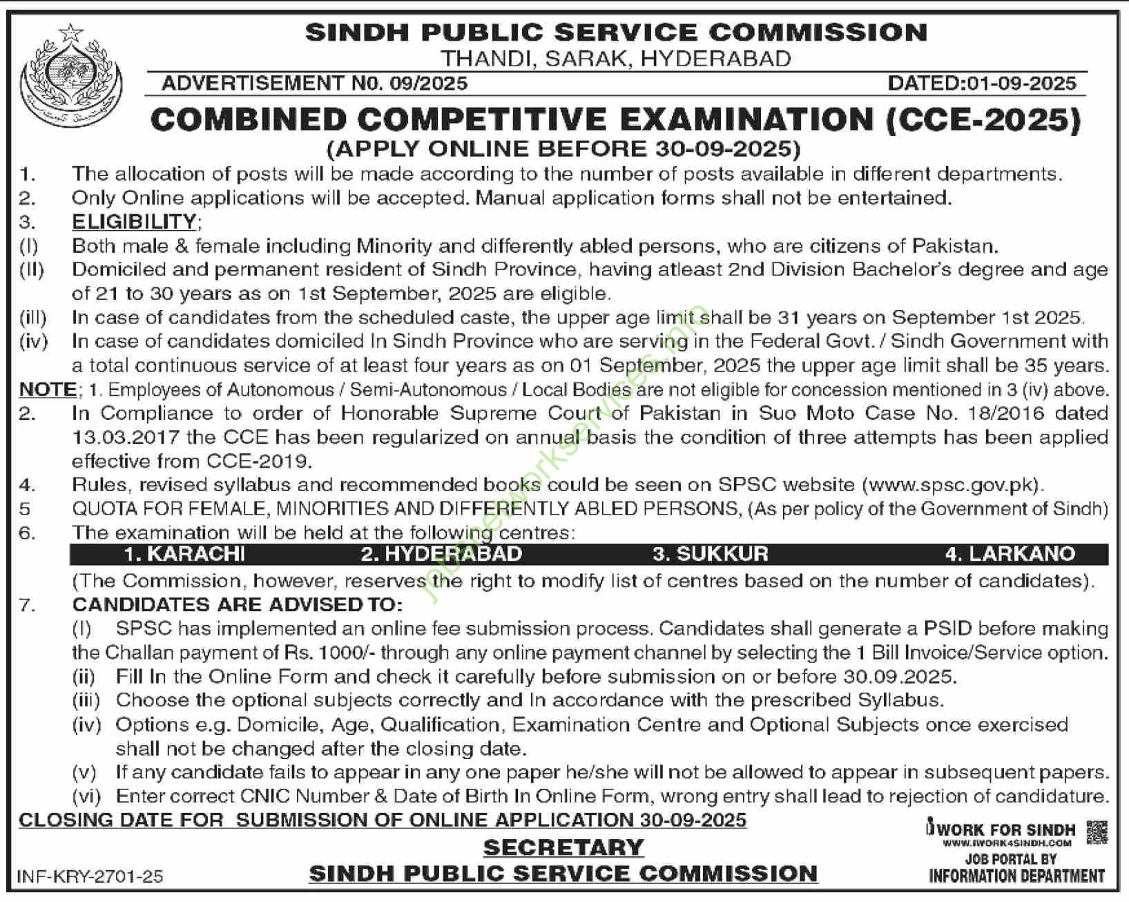 Sindh Public Service Commission SPSC Jobs 2025