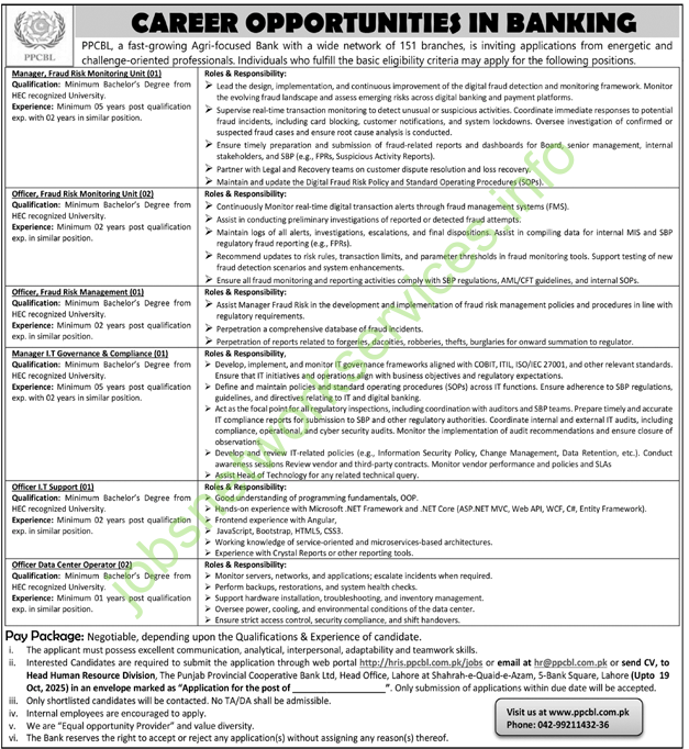 Career Opportunities in Banking PPCBL Jobs 2025 Apply Online