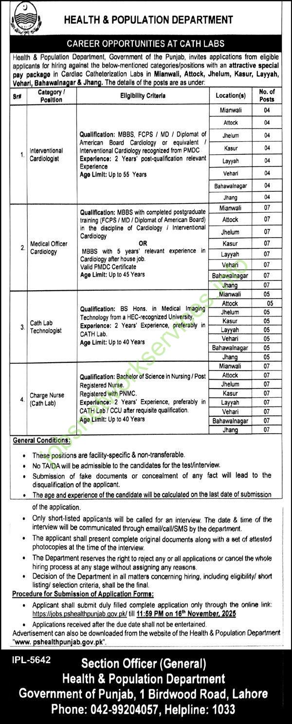 Health & Population Department Punjab Jobs 2025 Across Punjab