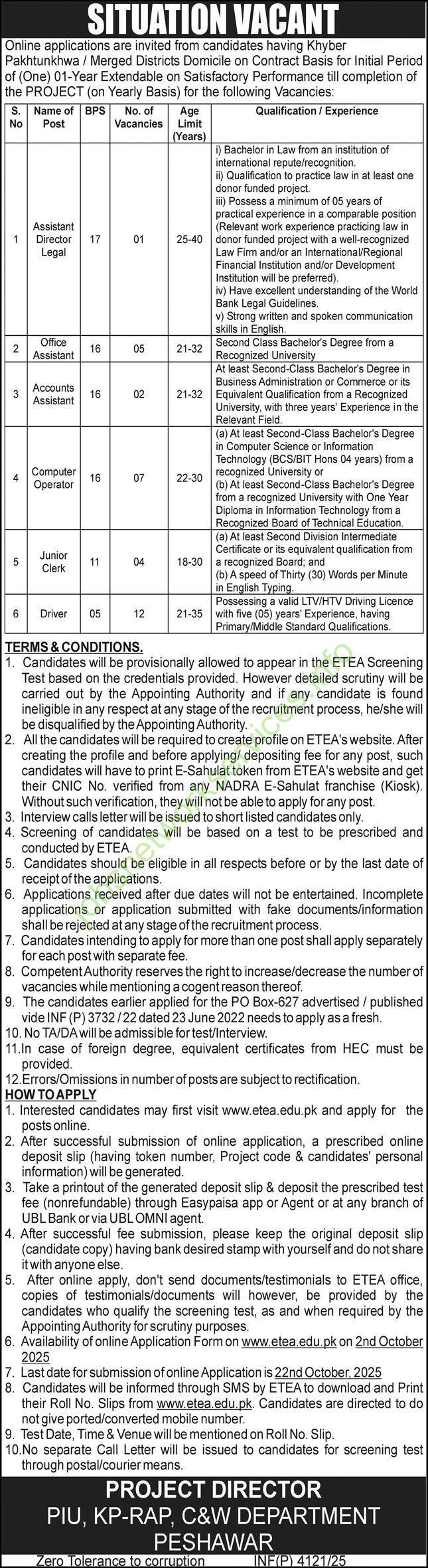 Khyber Pakhtunkhwa Rural Accessibility Project KPK Jobs 2025