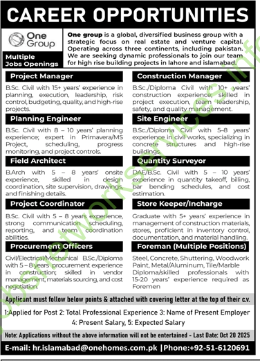 One Group Multiple Jobs Opportunities