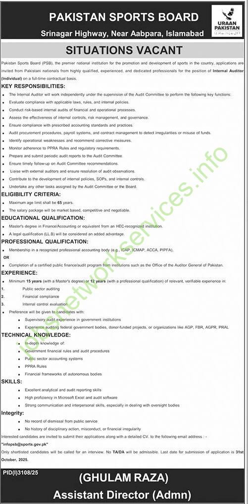 Pakistan Sports Board PSB Jobs 2025