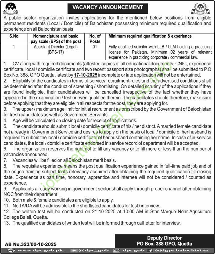 Public Sector Organization Assistant Director Legal Jobs 2025