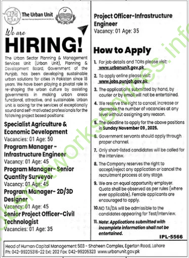 The Urban Unit Lahore Jobs 2025 Latest