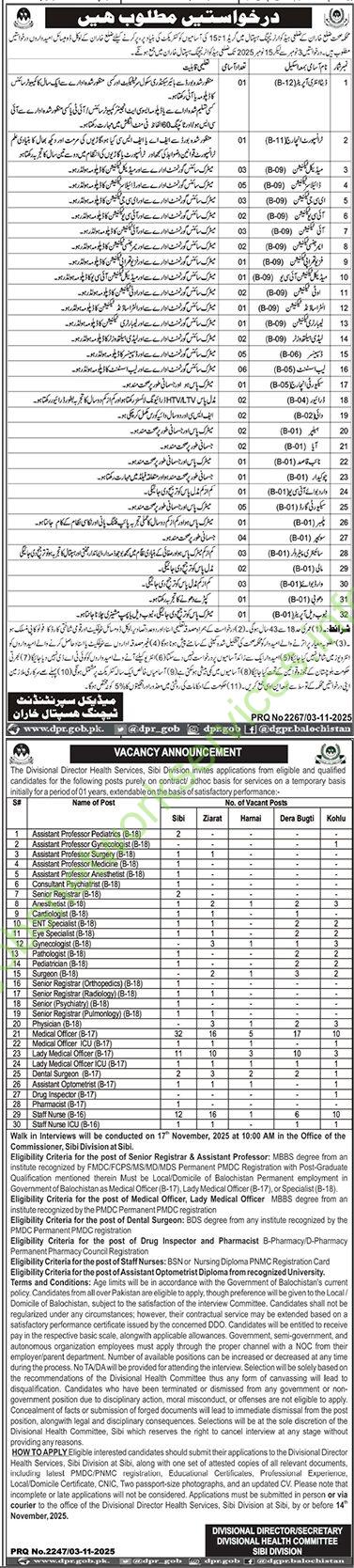 Balochistan Health Department New Jobs 2025 Latest