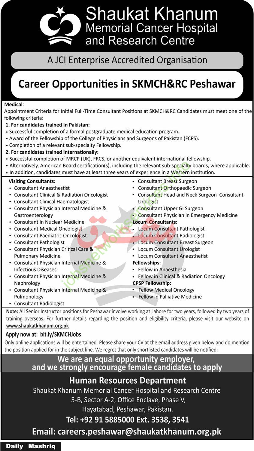 Career Opportunities in SKMCH &RC Peshawar Jobs 2025 Latest