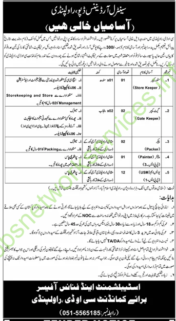 Central Ordnance Deport Rawalpindi Jobs 2025 Latest