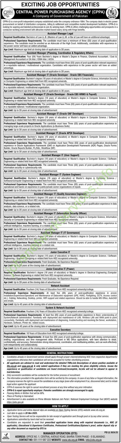Central Power Purchasing Agency CPPA Jobs 2025 Latest