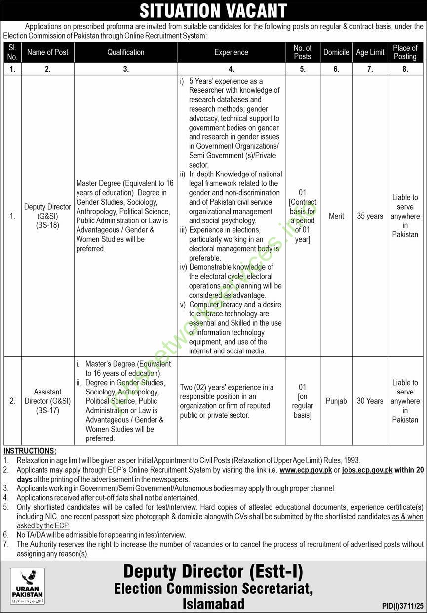 Election Commission of Pakistan Jobs 2025 Online Recruitment System