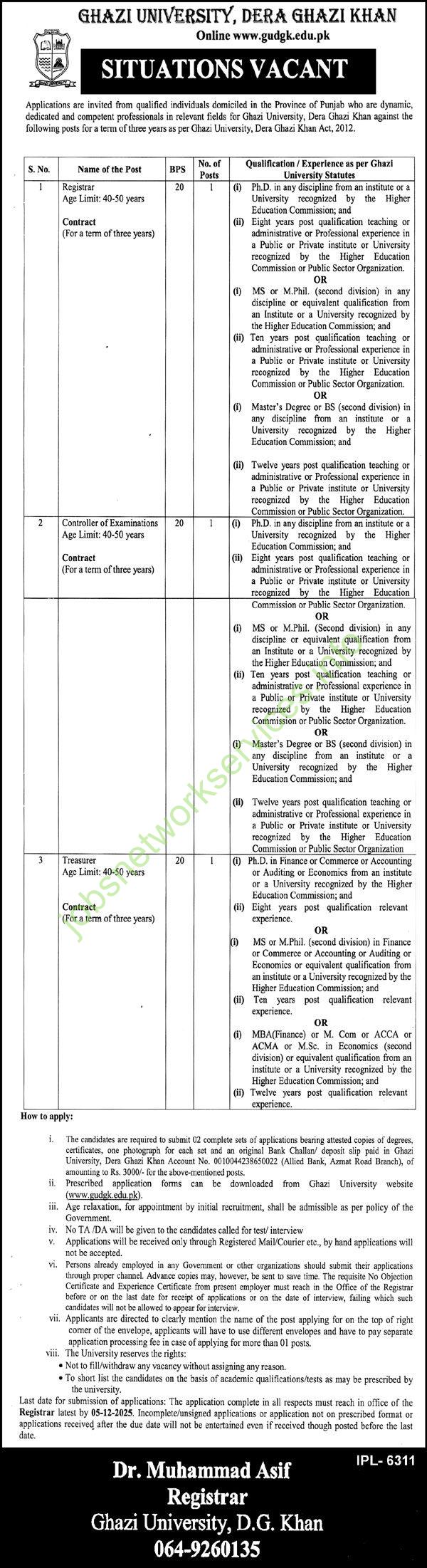 Ghazi University Dera Ghazi Khan New Jobs 2025 Latest