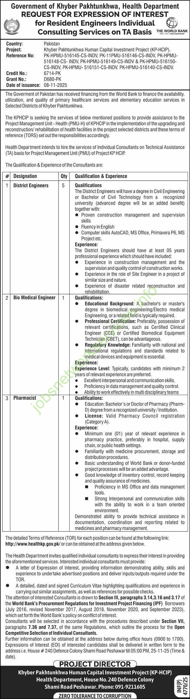Government of Khyber Pakhtunkhwa Health Department Jobs 2025 Latest