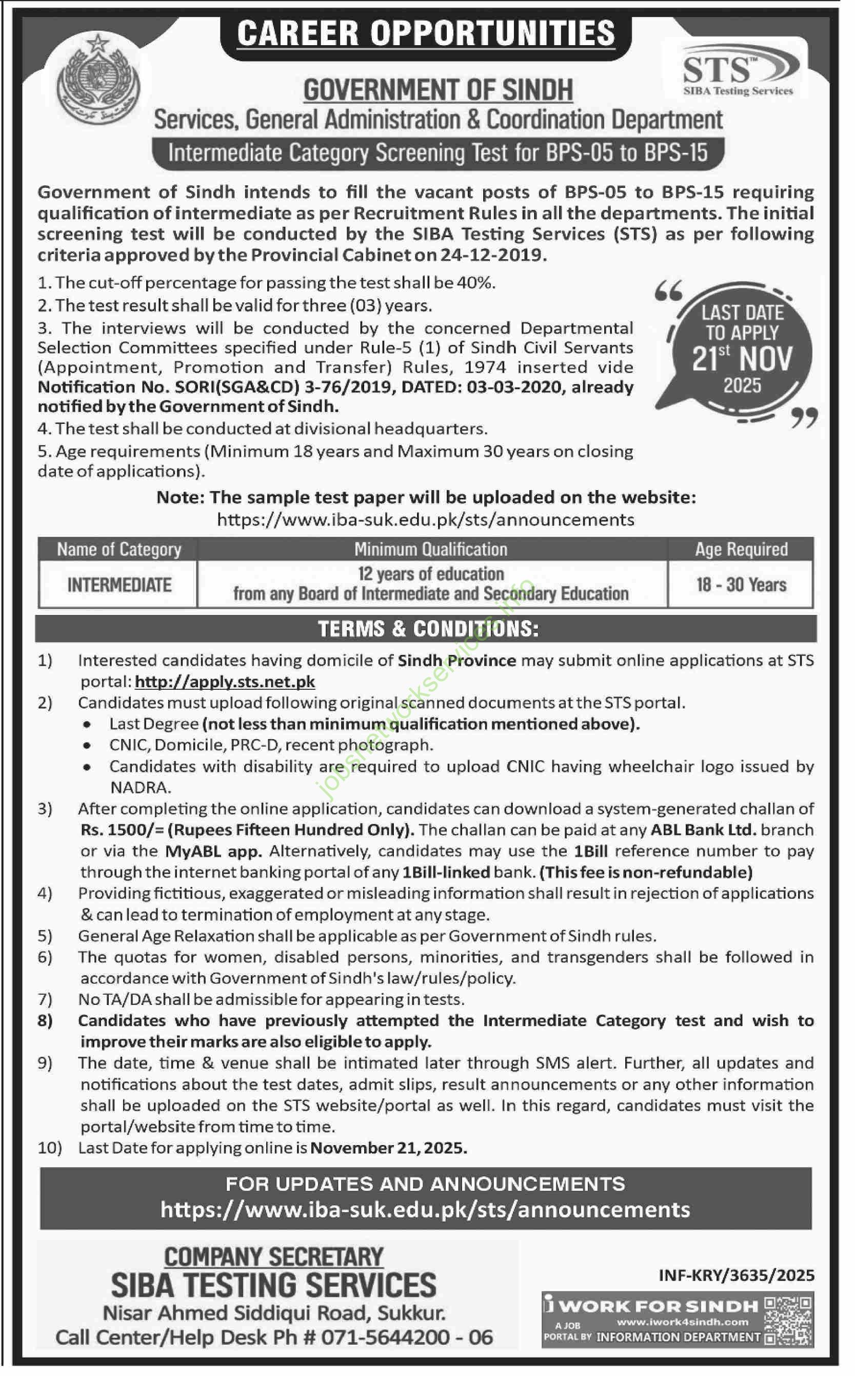 Government of Sindh Services General Administration & Coordination Department Jobs 2025