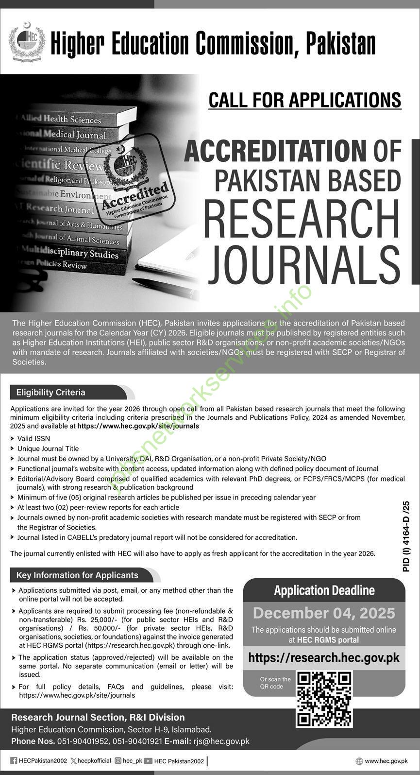 HEC Accreditation Of Pakistan Based Research Journals Jobs 2025 Latest