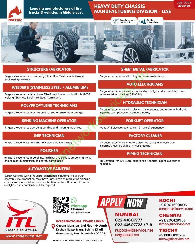 Heavy Duty Chassis Manufacturing Division UAE Jobs 2025 Latest NAFFCO Job